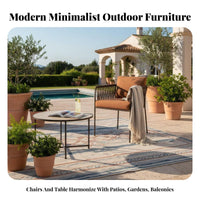 Woven Armchair and Table Set the manufacturerather-Resistant Woven Armchair Set Comfortable Thick paddings for Adults