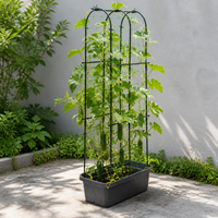 Raised Planter Box with Trellis, 178cm Vertical Garden for Climbing Vegetables, Dark Grey Outdoor Plant Support for Balcony