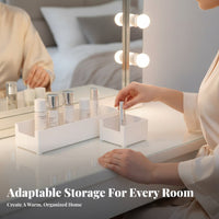Multi-Compartment Space-Saving Modular Vanity Bin Rounded Corners for Bedroom