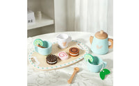 Role-Play Wooden Tea Party Set Educational Wooden Tea Set Educational Playset Imaginative for Preschoolers, Toddlers, Kids, Playroom, Daycare, Classroom