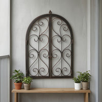 Wall Ornament with Scrollwork Arched Decor Symmetrical for Garden, Balcony
