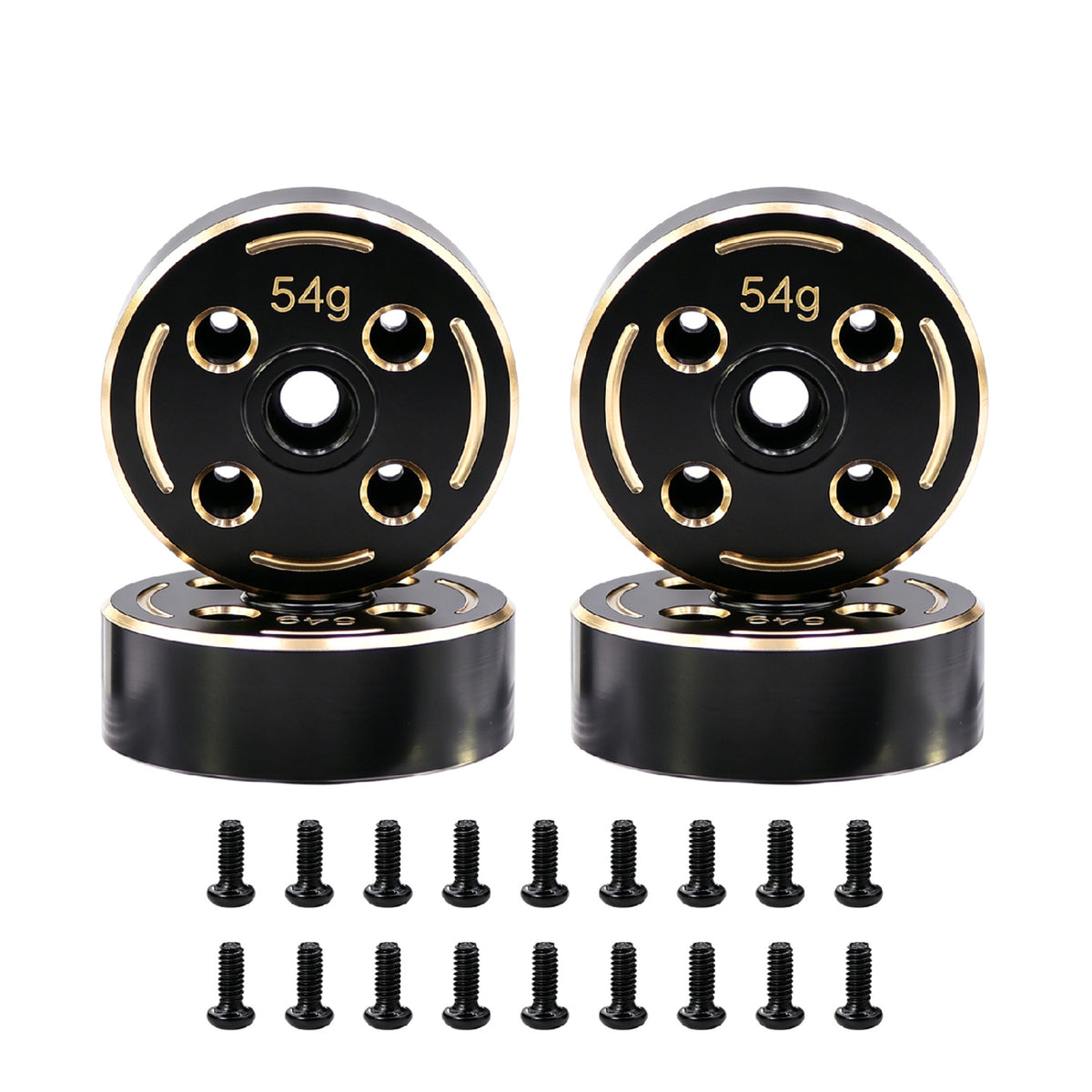 2 Pieces RC Crawler Weights with Screws Black Electroplated Brass Wheel Weights Hardware Anti-Rollover Bolt-on for Trail Tuning