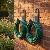 2 Pieces Metal Wall-Mounted Hose Holder Compact Garden Hose Hanger Long-Lasting Hardware Rustproof for Patio