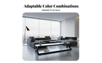 2 Pieces Tempered Glass Top Extendable TV Console with Coffee Table Modern design Lowsilhouette TV Cabinet Integrated Storage Drawers Living Room Furniture Rounded Corners for Apartment Dwellers, Families, Homeowners, Small Apartments, Bedroom