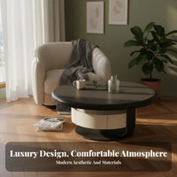 2 Pieces Minimalist design Round Nesting Tables with Drawers Floating Effect Round Tables with Drawer High-Gloss Finish Coffee Table Set Built-in Storage for Interior Designers, Apartment Dwellers, Homeowners, Small Spaces, Lounge Area, Home