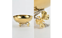 Bowl with Butterfly Base Ornate Gold Metal Bowl Elegant Compote for Vanity
