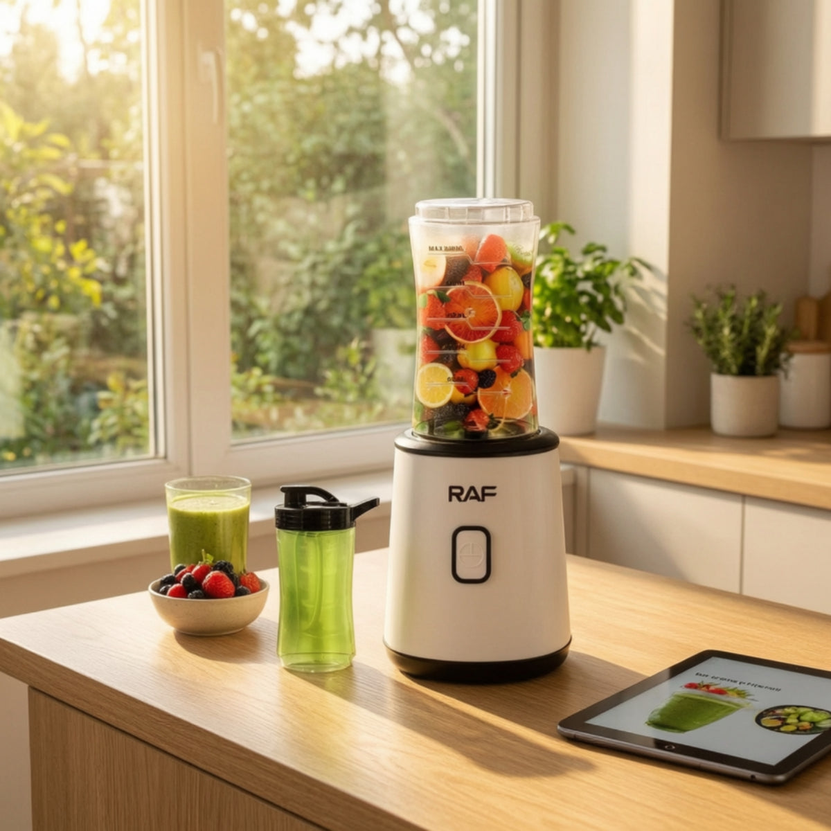 One-Button Blender with Portable Cup Compact Blender with to-Go Cups Ice-Crushing Smoothie Maker Chilled for Commuters