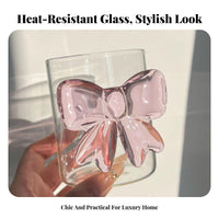 Heat-Resistant Pink Glass Cup Design Knot Glass Tumbler Crystal Clear for Women, Gift Givers, Everyday Use, Afternoon Tea, Cafes