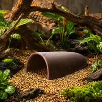 Land Turtle Ceramic Hiding Spot, Natural Breathing Reptile Shelter, for Terrarium, Brown