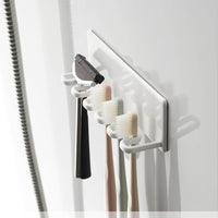 Multi-Hook No-Drill Bathroom Organizer Hook - Metal Hanging Rack for Toothbrush and Razor