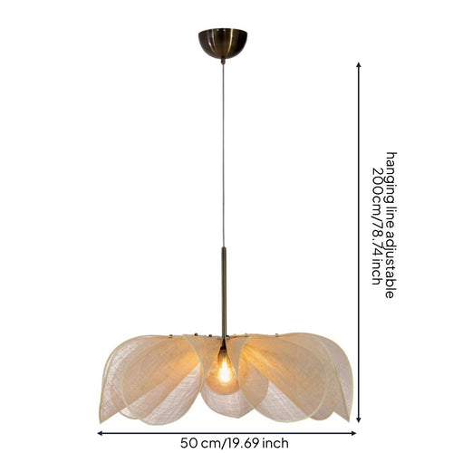 Cream Flower Lamp Soft Glow Japanese Aesthetic Hanging Light Adjustable Height Petal Chandelier for Dining Room