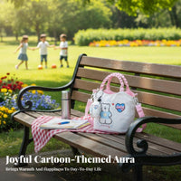 adaptable Cartoon animal Print Handbag Lightweight Small Tote minimalist design Lunch Pouch for Women, Children, Students, Work Commute, Outings, everyday Use, School