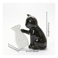 Ceramic Cat Vase Matte Vase with Cat Figure Artistic for Living Room, Entryway
