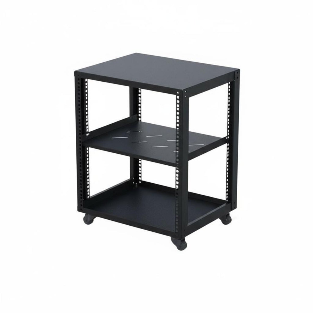 1 Open Frame Rack Adjustable Network Rack Multi-layer Equipment Shelf Mobile Unit Steel Construction Suitable for IT Professionals Home Workspace Studios