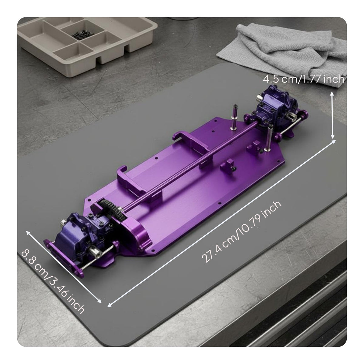 1/12 Scale Car Drivetrain Kit Stable Base Metal RC Car Chassis Kit Modular Design Hobby Part for DIY Enthusiasts