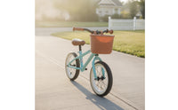 Rattan-Style Front Bike Basket Handlebar-Mount Woven Bike Basket Adjustable Strap-on for Children, Toddlers, Balance Bikes