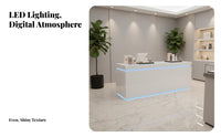 High-Gloss Finish Modern Lighted Display Counter Stable and Sturdy LED Display Table Fully Assembled Illuminated Retail Pedestal for Exhibit Room Managers, Event Planners, Exhibitions, Exhibit Rooms, Trade Exhibit S, Company Reception Areas