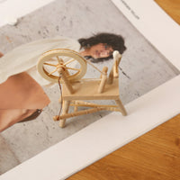 Dollhouse Textile Wheel Decorative Miniature Textile Wheel Vintage Style for Scene Display