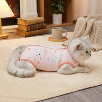 Cat Recovery Suit in Breathable Polyester, Sleeveless Spay Suit for Cats, Anti Licking Neuter Suit, Post Surgery Cat Suit with No Leg Coverage