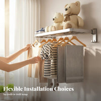 Foldable Wall Hanger Drillno-drill Installation for Closet, Apartment Dwellers