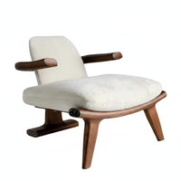Sherpa Upholstered Armchair Modern Minimalist Design Upholstered Armchair with padding firm-density Foam Seat space-saving Size