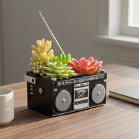 Tape Recorder Flower Pot Creative Design Radio Planter Realistic Shape for Desk