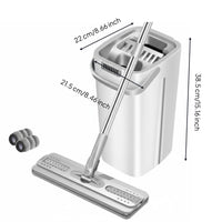 Hands-Hands-Scrape Flat Mop Built-in Squeegee Self-Wringing Mop and Container