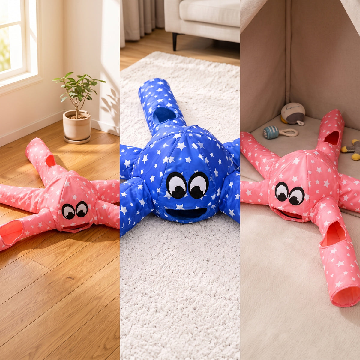 Cozy Octopus Ferret Nest Soft Octopus Tunnel Toy Warm Ferret Hideout with Tunnels Comfortable for Ferrets, Small Pets, Pet Cage, Indoor Playpen