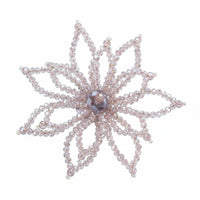 Intricate Design Crystal Flower Embellishment Korean Design Beaded Snowflake Applique Handmade Sew-on Crystal Flower Elegant for Jewelry Makers, Clothing Decoration, Hair Accessories