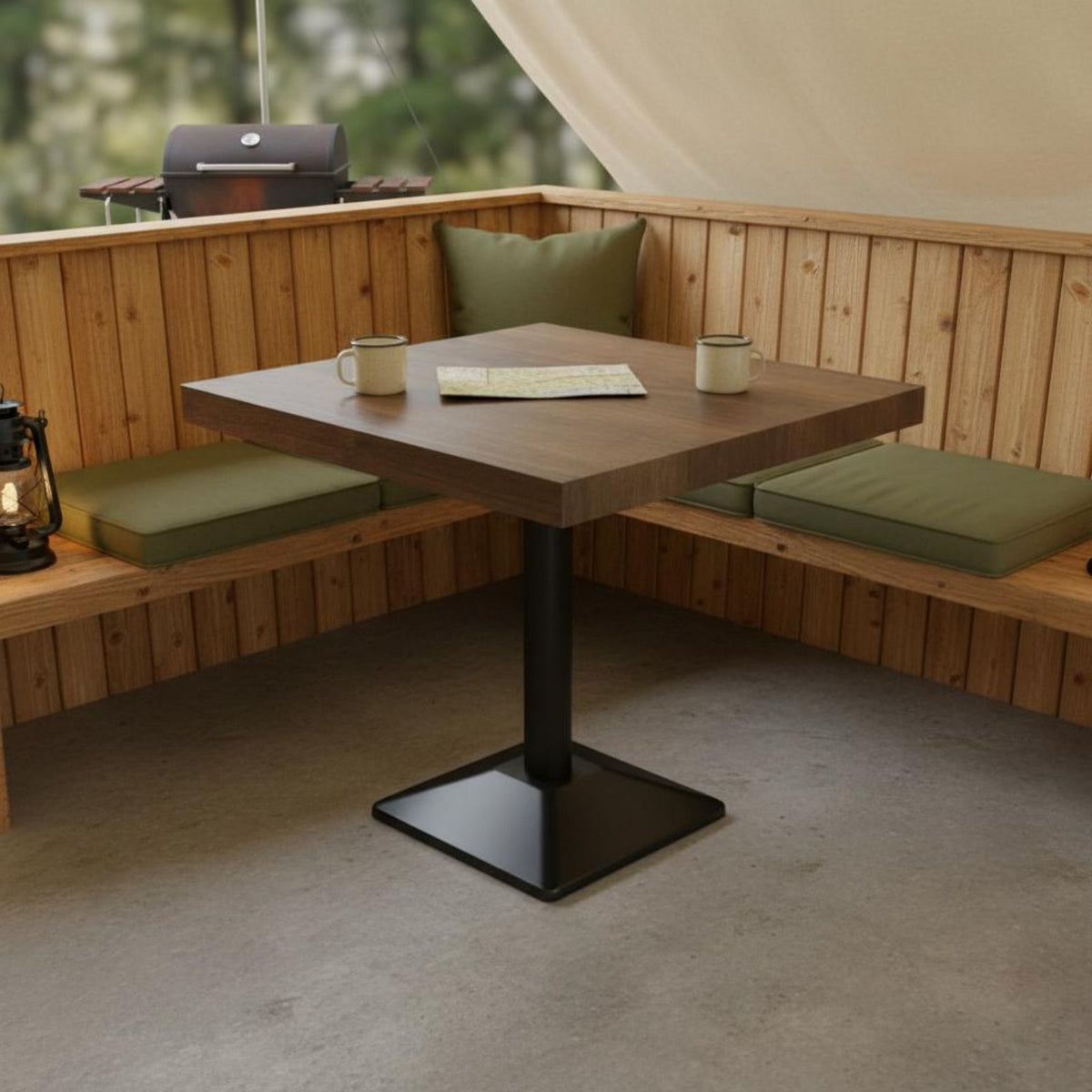 Metal Frame Booth Sofa Camping Themed Industrial Design Dining Set Firm Foam Cushions Faux Leather Armchair for Bar Owners, Eatery, Lounge