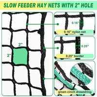 Knotless Hay Net for Horses Slow Feeder Round Bale Net
