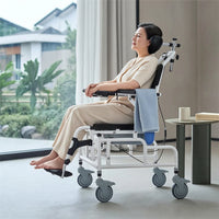 Reclining Shower Commode Transport Chair Wheeled for, Patients