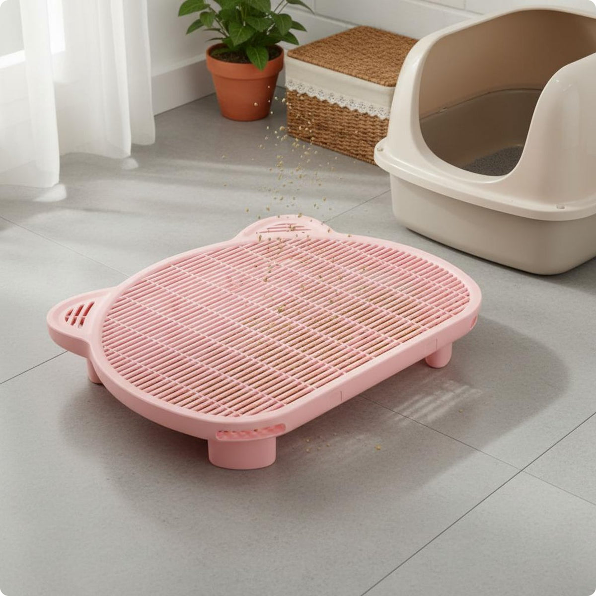 Cat Litter Catcher Mat Easy to Clean Toilet Area Mat Pet Supply for Washroom