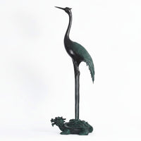 Longevity Crane Turtle Sculpture Birthday Gift Crane on Turtle Statue Good Luck Charm Longevity Animal Sculpture for Entrance, TV Cabinet, Office