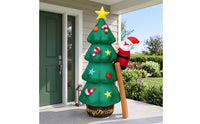Freestanding Inflatable Christmas Tree with Santa Festive Christmas Tree with Climbing Santa Outdoor Decoration Indoor for Yard, Porch, Entryway