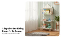 Nordic design space-efficient Book Display Floor-Standing House-Shaped Book storage rack Space Saving book display Large Capacity for Children, Toddlers, Bedroom, Living Room, Nursery, Playroom