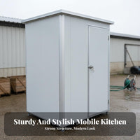 Steel Panel Outdoor Kitchen Mobile Kitchen Cabin Sturdy Construction Portable Cooking Booth for Homeowners, Farmers, Garden, Factory, Backyard