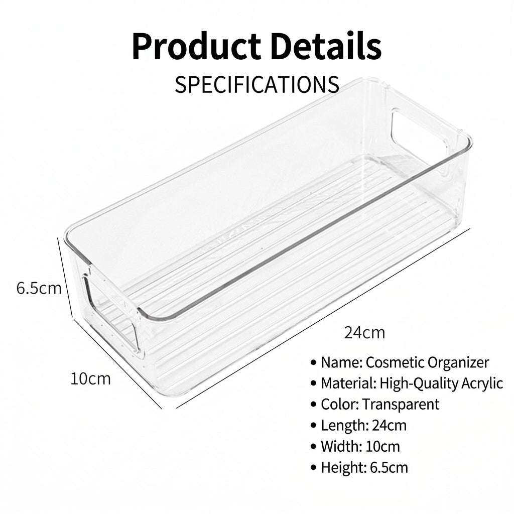 Makeup Puff Storage Box, Transparent Cosmetic Organizer with Lid, Stackable Desktop for Bedroom Clear