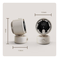 Desktop Circulating Fan Digital Display Rechargeable Desk Fan Long Battery Life