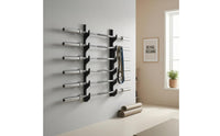 Black Coated Wall Mounted Barbell Rack Space Saving 6 Slot Bar Storage Rack Easy Installation Wall Mounted Bar Holder Heavy Duty for Home Gym
