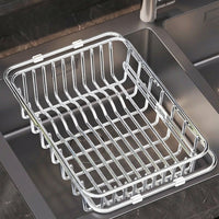 Stainless Steel Dish Rack and Kitchen Sink Rack, Expandable 316 Stainless Steel Sink Organiser, Space Saving Fruit and Vegetable Drainer Design