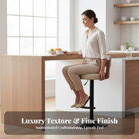 Upholstered Swivel Stool with Backrest Adjustable Height Bar Chair for Cafe