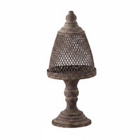 Vintage Avian Enclosure Candle Stand Distressed Finish Metal Avian Enclosure