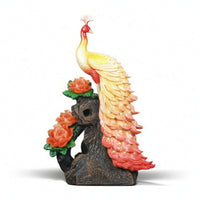 Peacock Figurine Detailed Tabletop Ornament Carved Peacock Statue for Art Collectors, Living Room