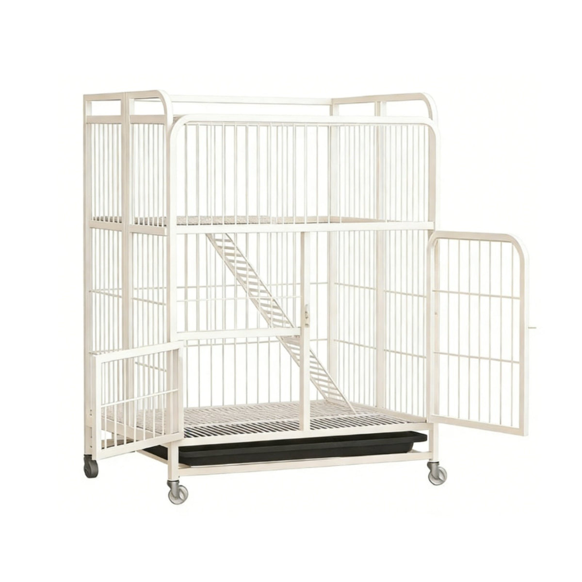 3-Tier Foldable Cat Kennel Integrated Litter Box Multi-Level Cat Crate Easy to Clean Sturdy Construction for Apartment Dwellers