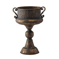 Goblet Planter with Handles Decorative Pedestal Planter Textured Flower Pot for Courtyard, Balcony