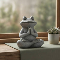 Meditation Frog Figurine Zen Meditative Frog Statue Stone-Look for Windowsill
