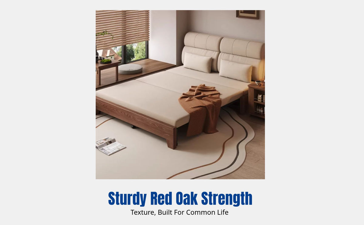 Hardwood Sofa Bed, Modern Minimalist, Transformable, Multi-Functional, Adjustable, Space-Saving Furniture