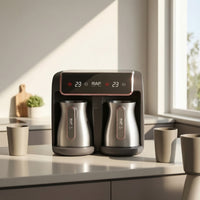 Compact Double-chamberPot Coffee Maker Countertop Coffee Machine with Two Pots Space-Saving Appliance Fast Brew for Couples