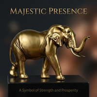 Elephant Statue Sculpture Gold Mother and Child, Synthetic Resin Feng Shui Eleph #variant:Trunk Down